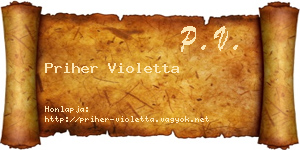 Priher Violetta névjegykártya